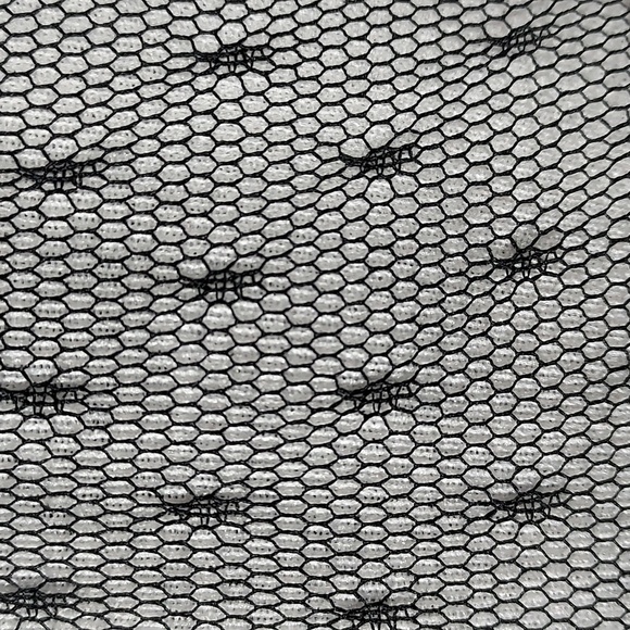 ModCloth Minuet Black & Antique White Heart Print Mesh Yoke Organza Dress Size L - Picture 4 of 9